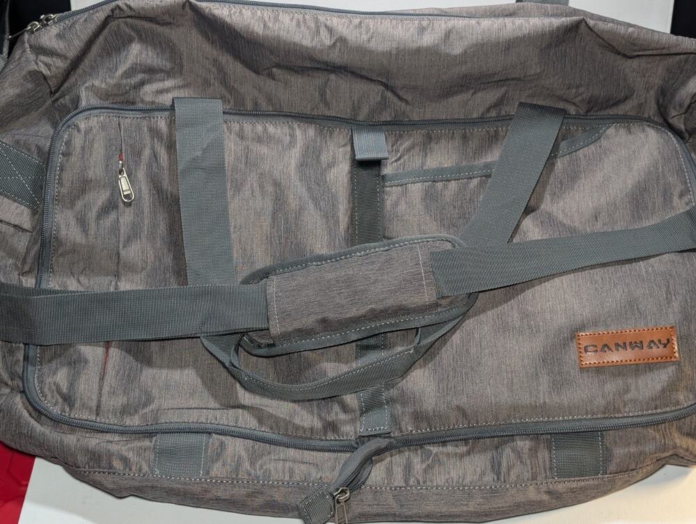 CANWAY 65L Foldable Duffel Bag Gray Travel Gym Luggage Lightweight Packable